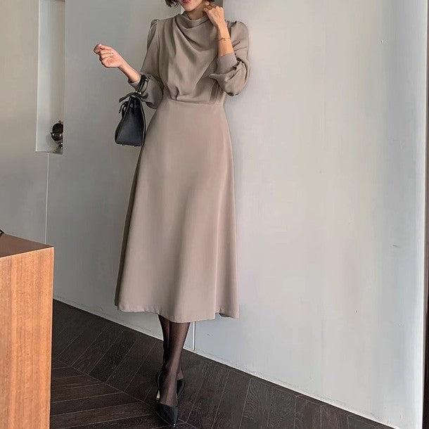 ドレープフロントネックワンピース﻿ 6445-画像3-韓国ファッション通販POPREA［ポップリア］