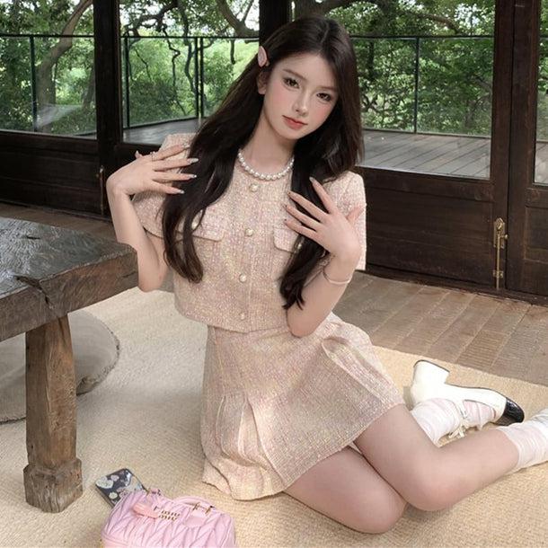 スイートツイードジャケット＆スカート﻿ 6110-画像3-韓国ファッション通販POPREA［ポップリア］