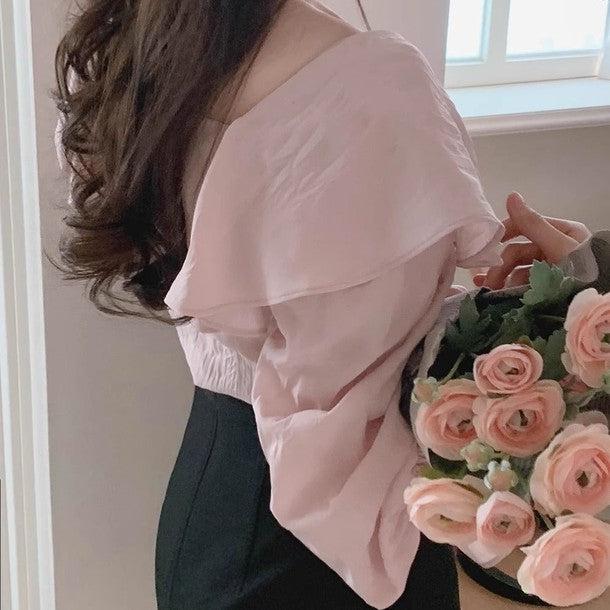 スクエアネックフリルブラウス 6487-画像3-韓国ファッション通販POPREA［ポップリア］