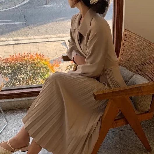 スリットプリーツワンピース 6463-画像3-韓国ファッション通販POPREA［ポップリア］