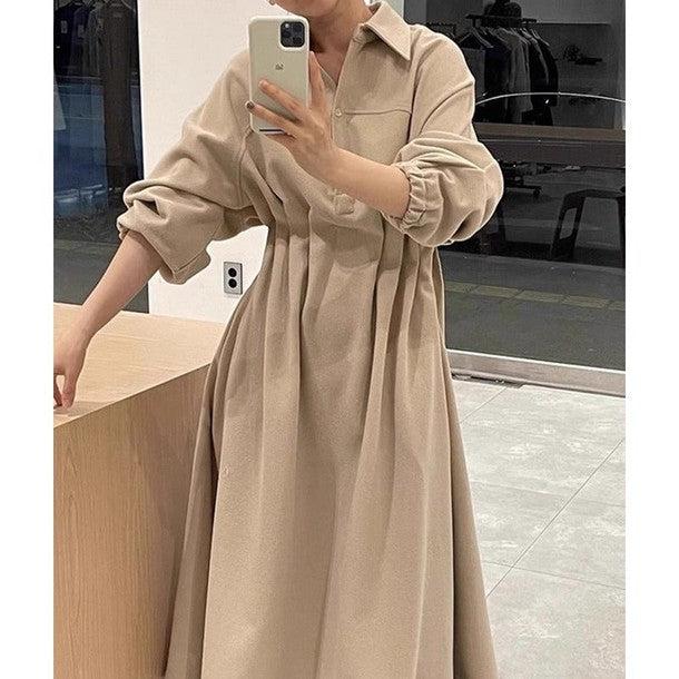 ウエストギャザーポロワンピース 6372-画像3-韓国ファッション通販POPREA［ポップリア］