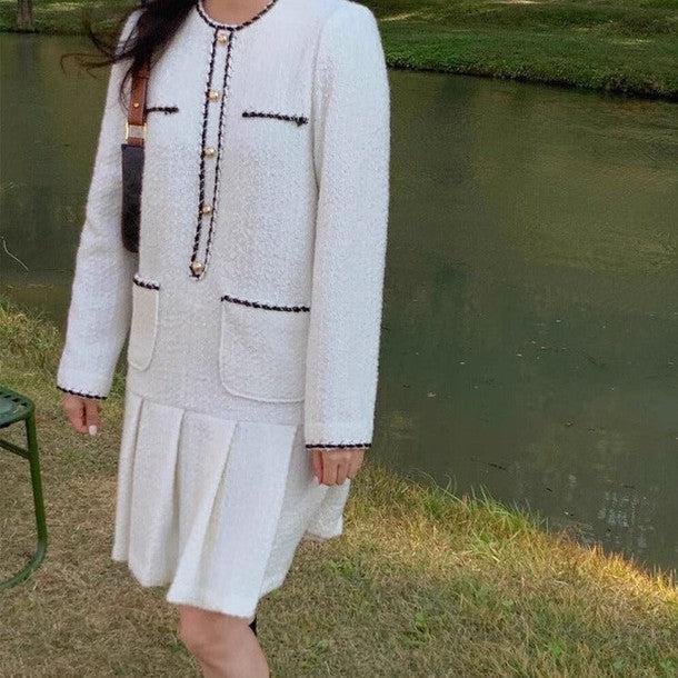 ノーカラーニットドッキングワンピース 6429-画像3-韓国ファッション通販POPREA［ポップリア］