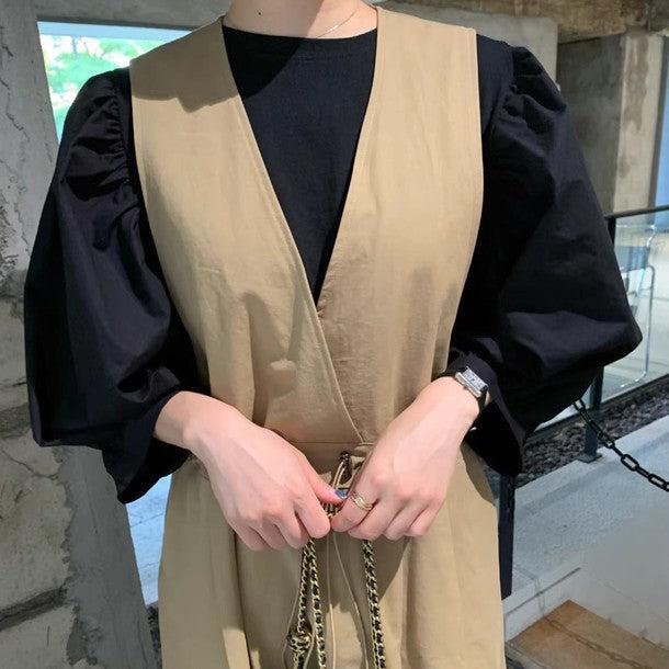 ウエストギャザージャンパースカート 6196-画像3-韓国ファッション通販POPREA［ポップリア］