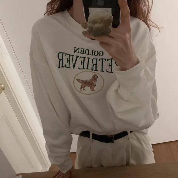 ゴールデンレトリバー刺繍スウエット 6171-画像3-韓国ファッション通販POPREA［ポップリア］