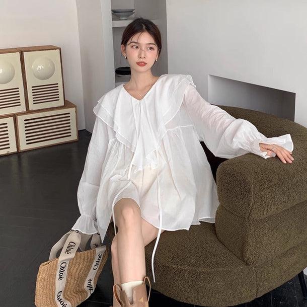 フリルオーバーワンピース﻿ 6093-画像4-韓国ファッション通販POPREA［ポップリア］