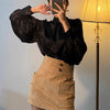 ハイネックバルーンスリーブサテンブラウス 6363-画像4-韓国ファッション通販POPREA［ポップリア］