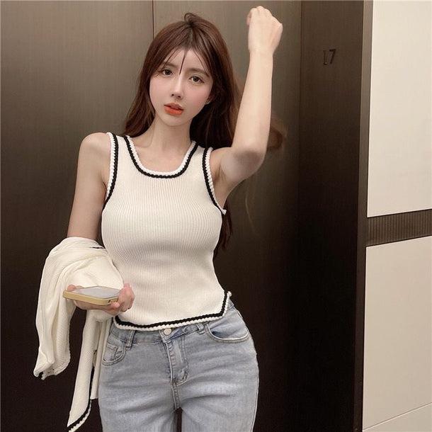 スリムタンク＆リブカーディガン 6131-画像4-韓国ファッション通販POPREA［ポップリア］