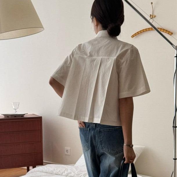 クロップドプリーツブラウス 6785-画像4-韓国ファッション通販POPREA［ポップリア］