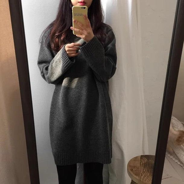 ミディ丈タートルネックワンピースニット 6457-画像4-韓国ファッション通販POPREA［ポップリア］