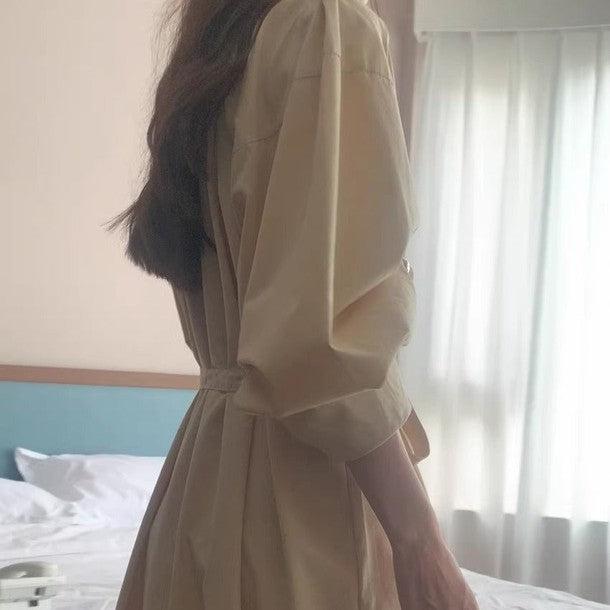 ラウンドネックプリーツワンピース ﻿ 6531-画像4-韓国ファッション通販POPREA［ポップリア］