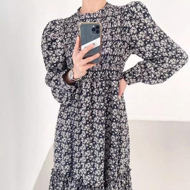 ハイネックフロントギャザーワンピース﻿ 6406-画像4-韓国ファッション通販POPREA［ポップリア］