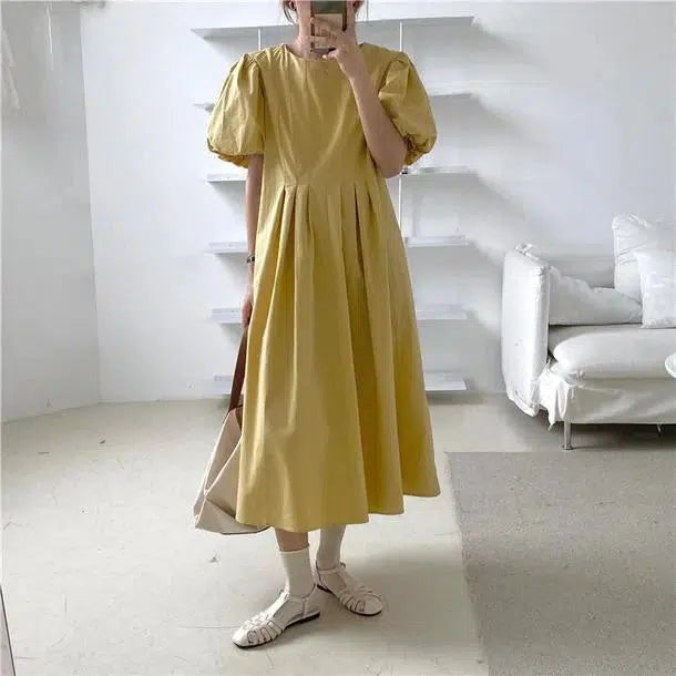 パフスリーブピュアワンピース 6681-画像4-韓国ファッション通販POPREA［ポップリア］