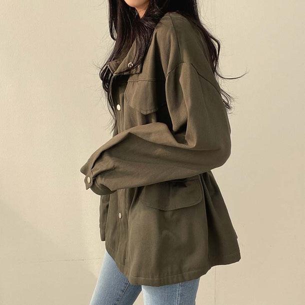 オーバーサイズウエストギャザーパーカー 6134-画像4-韓国ファッション通販POPREA［ポップリア］