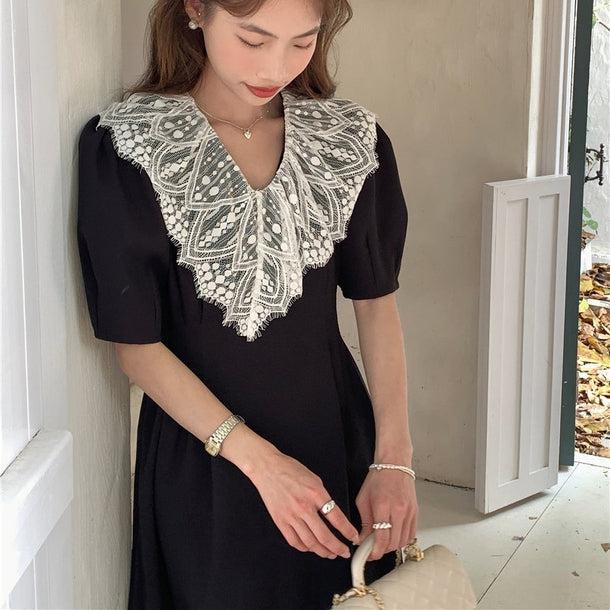 レトロレースパフスリーブドレス﻿ 6084-画像4-韓国ファッション通販POPREA［ポップリア］