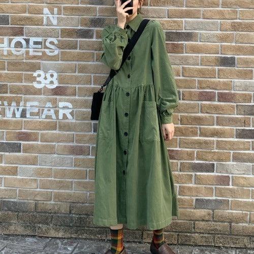 コーデュロイシャツワンピース 6333-画像4-韓国ファッション通販POPREA［ポップリア］