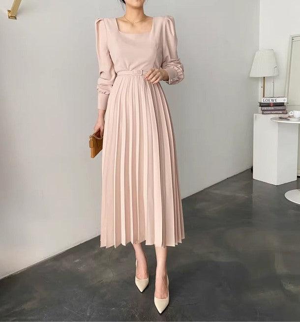 スクエアネックプリーツワンピース 6456-画像4-韓国ファッション通販POPREA［ポップリア］