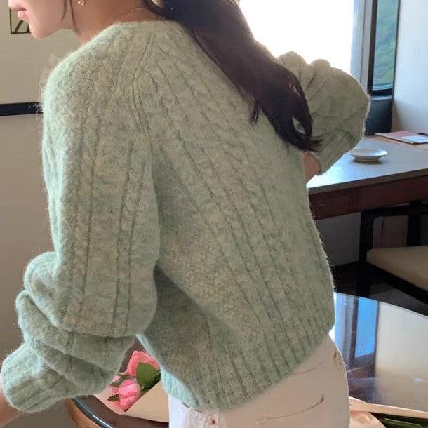 ライトカラーケーブルニットカーディガン 6298-画像4-韓国ファッション通販POPREA［ポップリア］