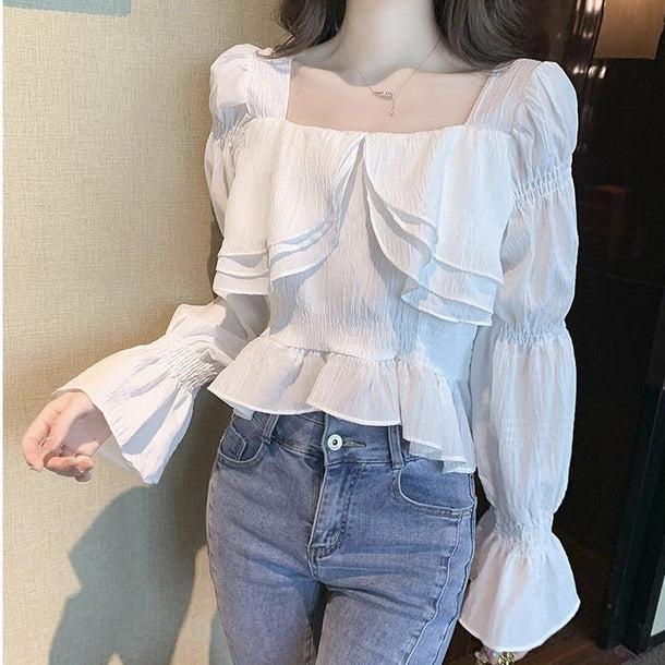 スクエアネックフレアスリーブ﻿﻿ 6112-画像4-韓国ファッション通販POPREA［ポップリア］