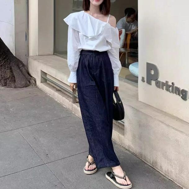 ビックカラー斜めブラウス 6117-画像4-韓国ファッション通販POPREA［ポップリア］