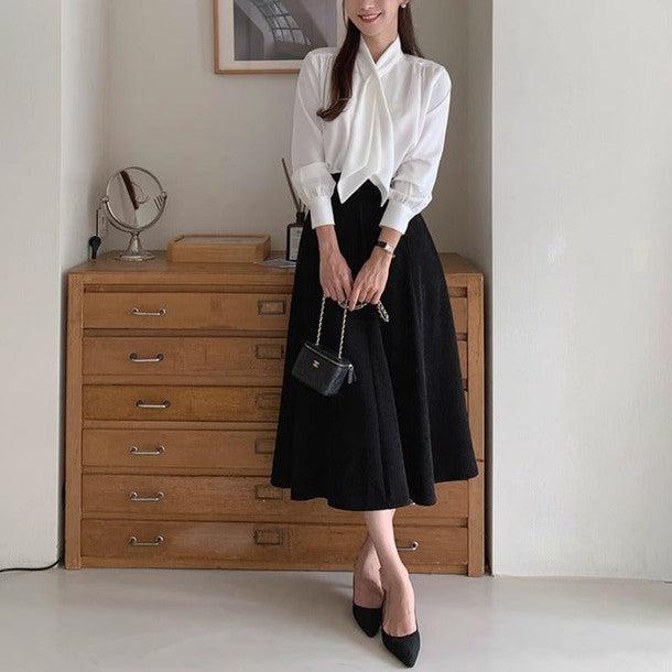 ロングカフスボウタイブラウス﻿ 6209-画像4-韓国ファッション通販POPREA［ポップリア］