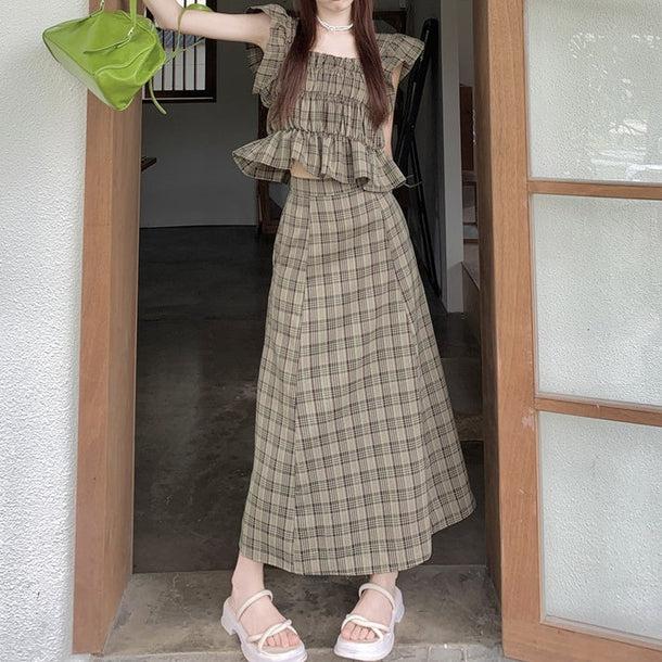 Aラインタイトチェックスカート 5984-画像4-韓国ファッション通販POPREA［ポップリア］