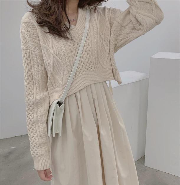 バックリボンショートニット＆ワンピ﻿﻿﻿﻿﻿﻿﻿ 6280-画像4-韓国ファッション通販POPREA［ポップリア］