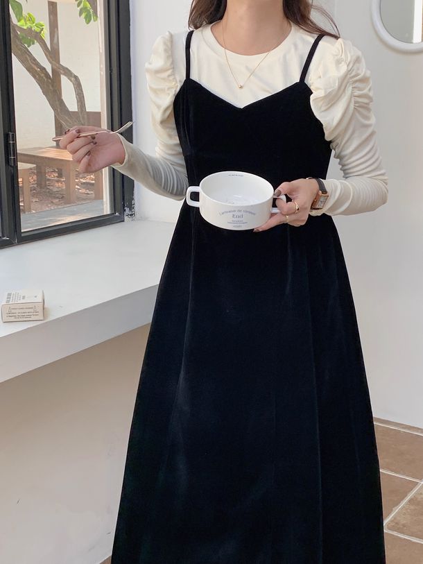 ベロアキャミソールワンピース 6252-画像4-韓国ファッション通販POPREA［ポップリア］
