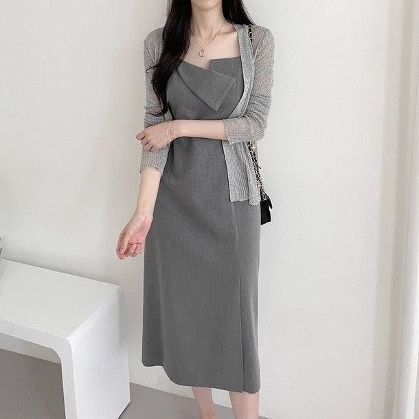 アンバランスネックビスチェワンピース﻿﻿ 6573-画像4-韓国ファッション通販POPREA［ポップリア］