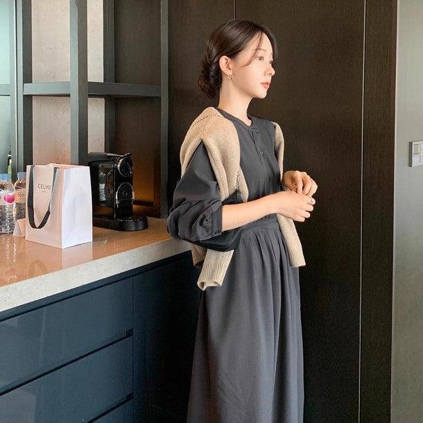 バックリボンノーカラーワンピース 6478-画像4-韓国ファッション通販POPREA［ポップリア］