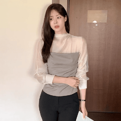 ビスチェドッキングシースルーブラウス 6428-画像4-韓国ファッション通販POPREA［ポップリア］