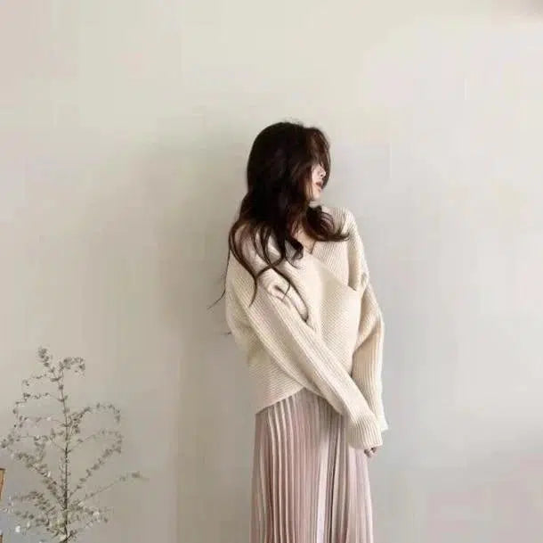 オーバークロスVネックニット﻿﻿ 6512-画像4-韓国ファッション通販POPREA［ポップリア］