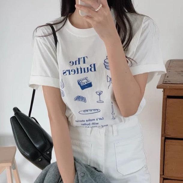 ニュアンスアートプリントTシャツ 6535-画像4-韓国ファッション通販POPREA［ポップリア］