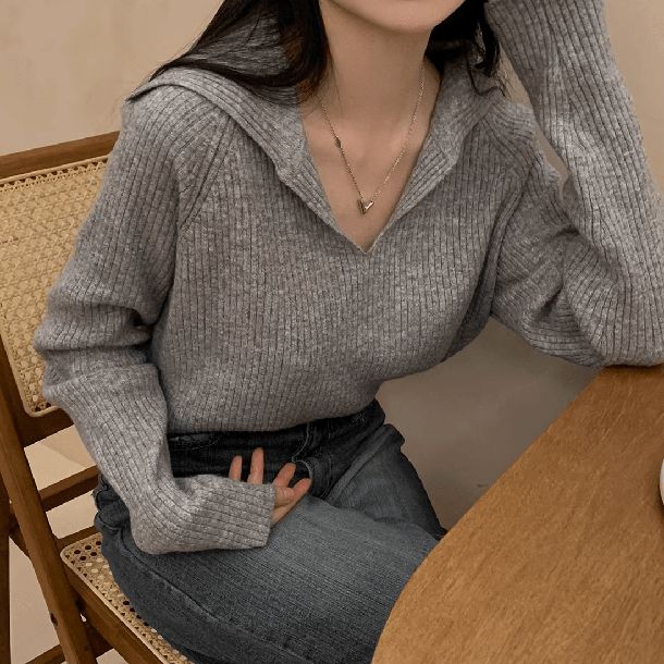 4カラーショートリブニット 6427-画像4-韓国ファッション通販POPREA［ポップリア］