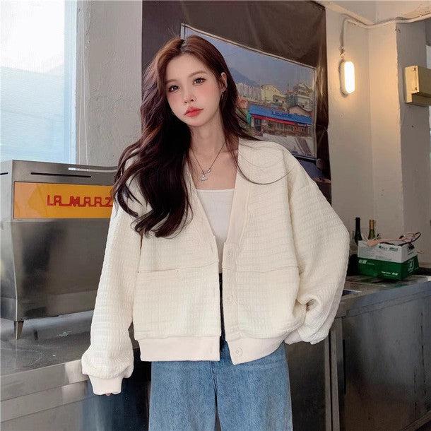 Vネックプルオーバーカーディガン﻿ 6201-画像4-韓国ファッション通販POPREA［ポップリア］