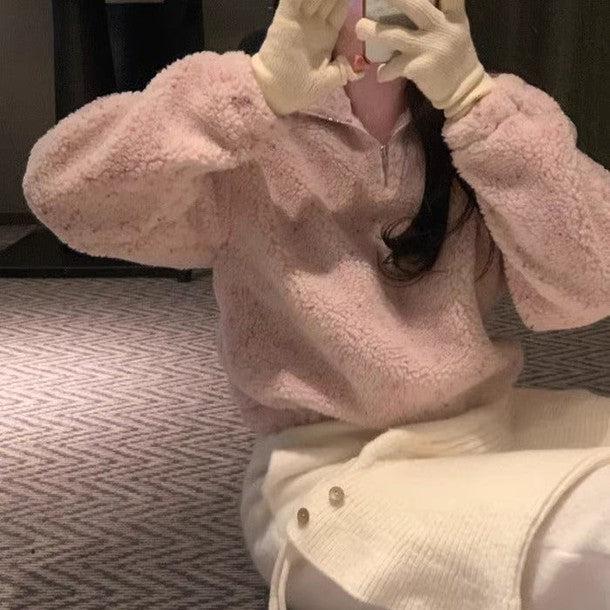 クロップドハーフジップアップニット 6389-画像4-韓国ファッション通販POPREA［ポップリア］