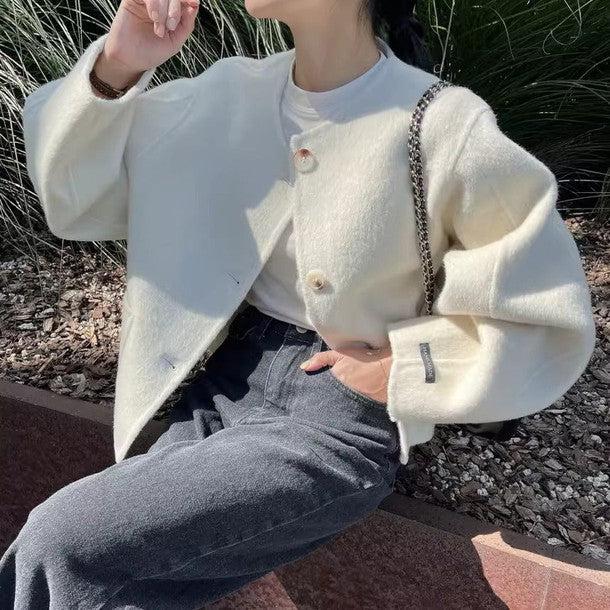 ウール混ボタンノーカラージャケット﻿﻿﻿﻿﻿ 6262-画像4-韓国ファッション通販POPREA［ポップリア］