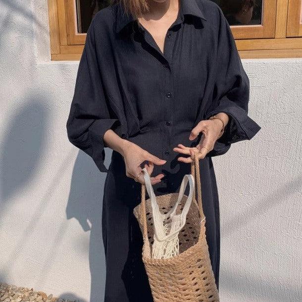 ドルマンスリーブシャツワンピース 6519-画像4-韓国ファッション通販POPREA［ポップリア］