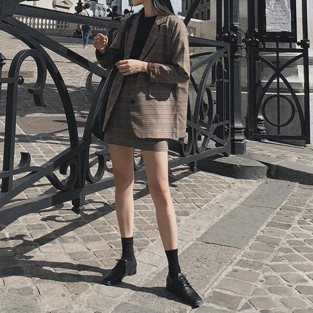 チェックミニツーピーススーツ 6366-画像4-韓国ファッション通販POPREA［ポップリア］