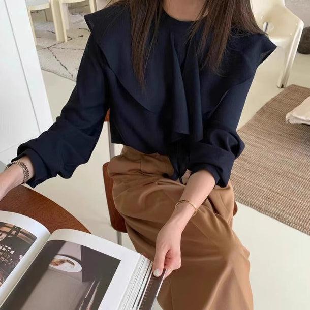 ショルダーフリルブラウス 6160-画像4-韓国ファッション通販POPREA［ポップリア］