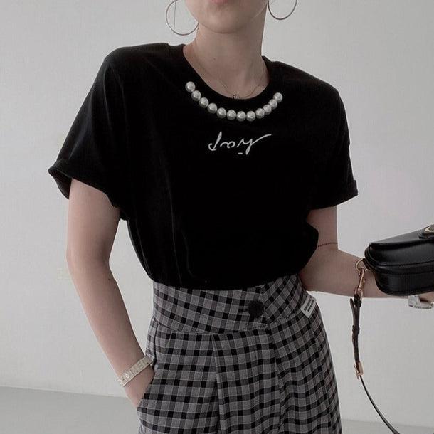 フレンチパールＴシャツ 5995-画像4-韓国ファッション通販POPREA［ポップリア］