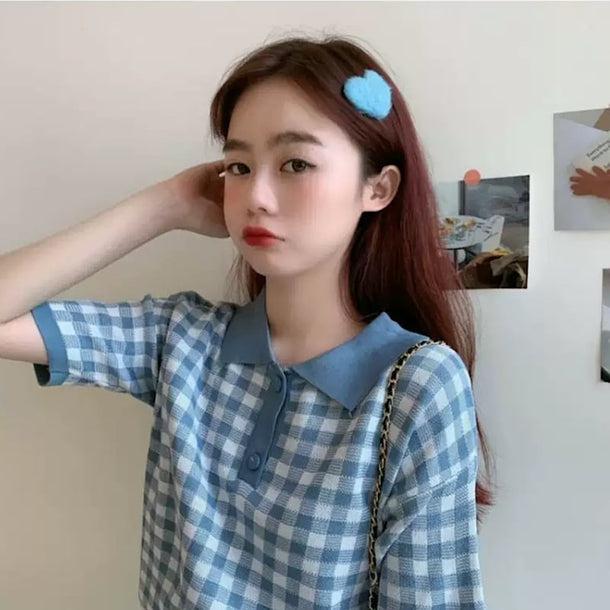 ブロックチェックバイカラーポロシャツ 6071-画像4-韓国ファッション通販POPREA［ポップリア］