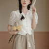 ヘムレースモールドットクロップドブラウス 5977-画像4-韓国ファッション通販POPREA［ポップリア］