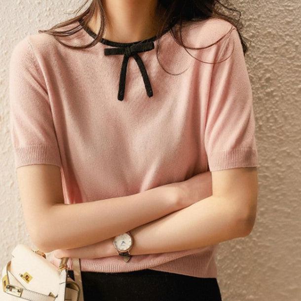 バイカラーバックボタンリボンニット 6141-画像4-韓国ファッション通販POPREA［ポップリア］