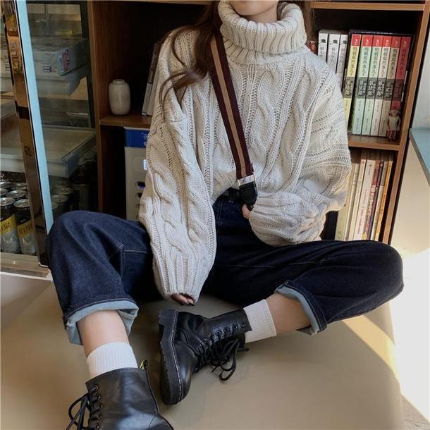 ケーブルタートルニット﻿﻿﻿﻿﻿﻿﻿ 6279-画像4-韓国ファッション通販POPREA［ポップリア］