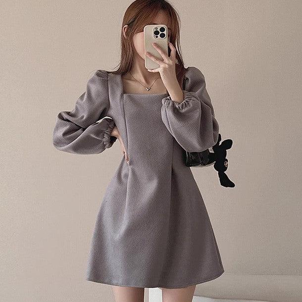 スクエアネックショートワンピース 6294-画像4-韓国ファッション通販POPREA［ポップリア］