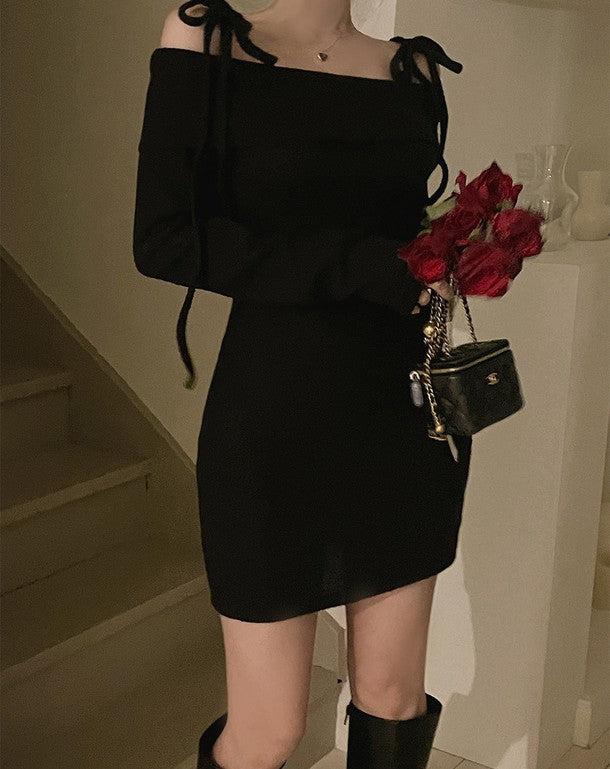 リボンオフショルミニワンピース 6381-画像4-韓国ファッション通販POPREA［ポップリア］