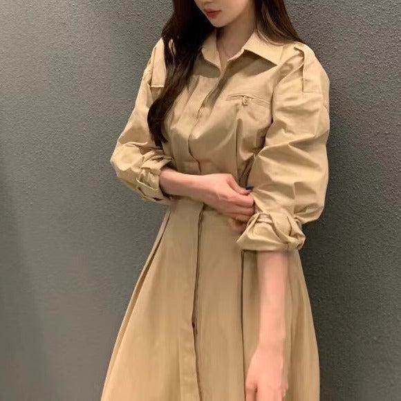 ハイウエストシャツワンピース﻿ 6446-画像4-韓国ファッション通販POPREA［ポップリア］