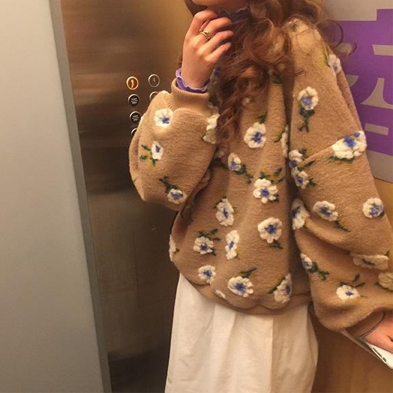 フラワーボアプルオーバー 6470-画像4-韓国ファッション通販POPREA［ポップリア］