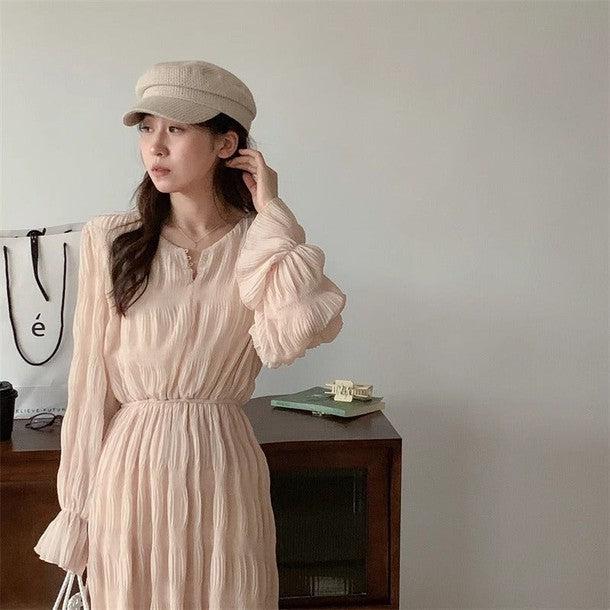 クリンクルロングワンピース 6547-画像4-韓国ファッション通販POPREA［ポップリア］