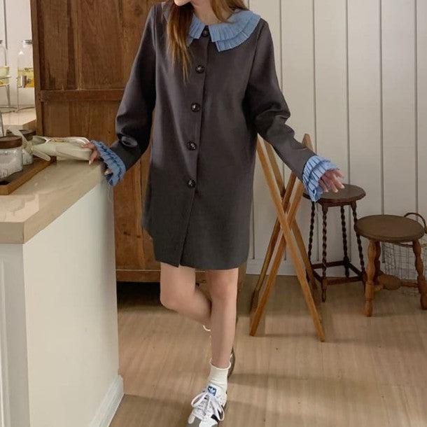 ラッフルカラーショートワンピース﻿ 6227-画像4-韓国ファッション通販POPREA［ポップリア］